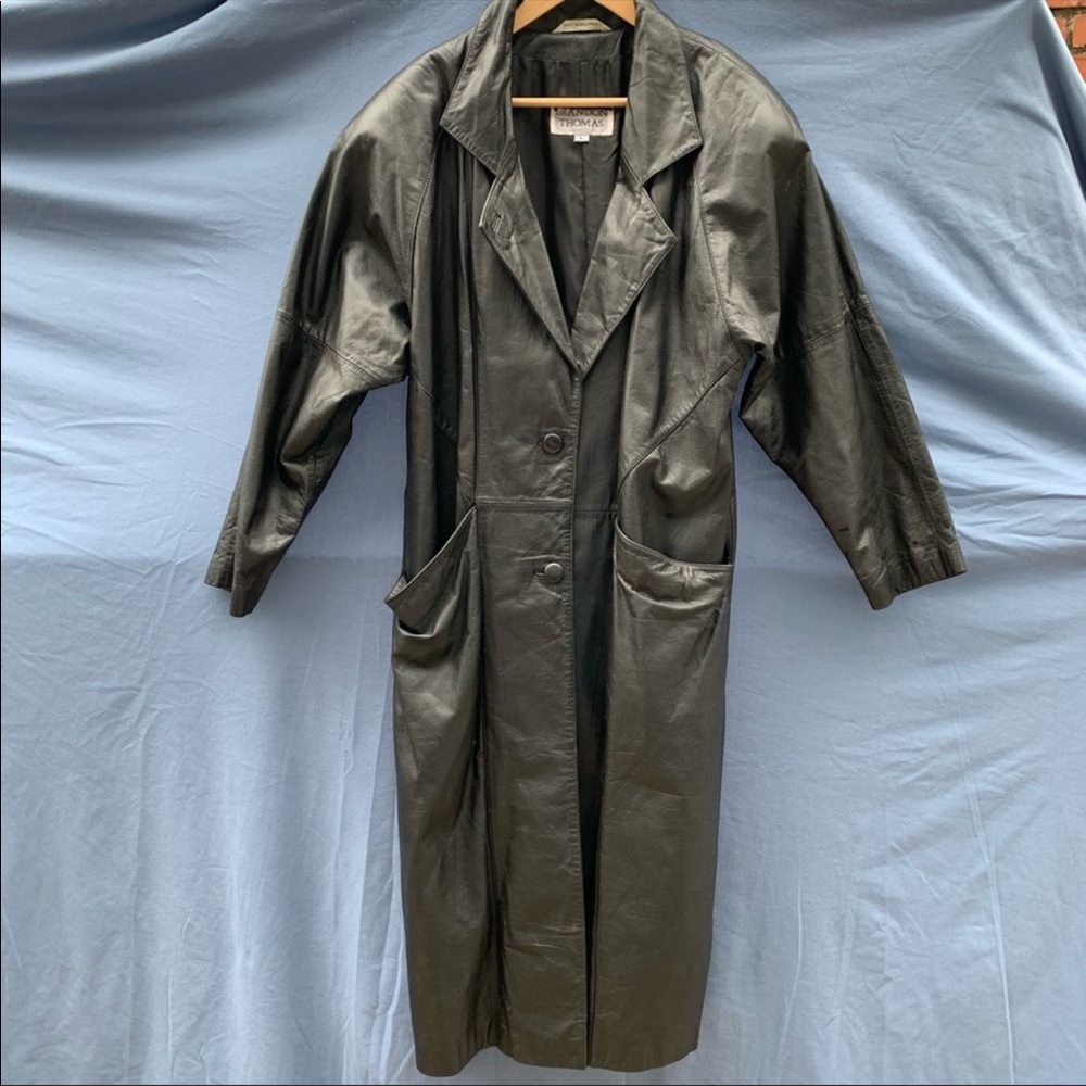 Vintage Leather Trench Coat L